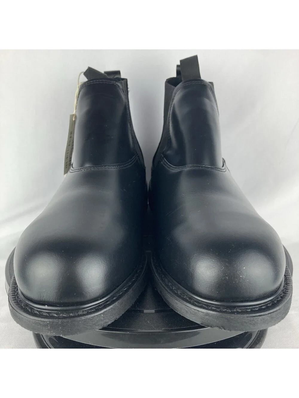 Men’s 8 XW (Extra Wide) CAPPS Molder Work Boots Black Leather Steel Toe Slip On